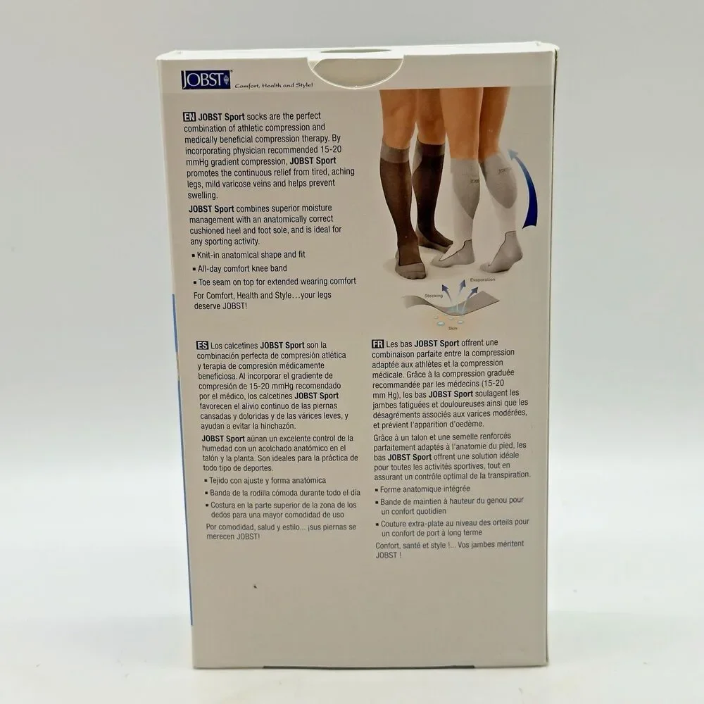 Jobst Medical Activewear S Knee High Compression Socks 15-20 mmHg Sport Grey NEW